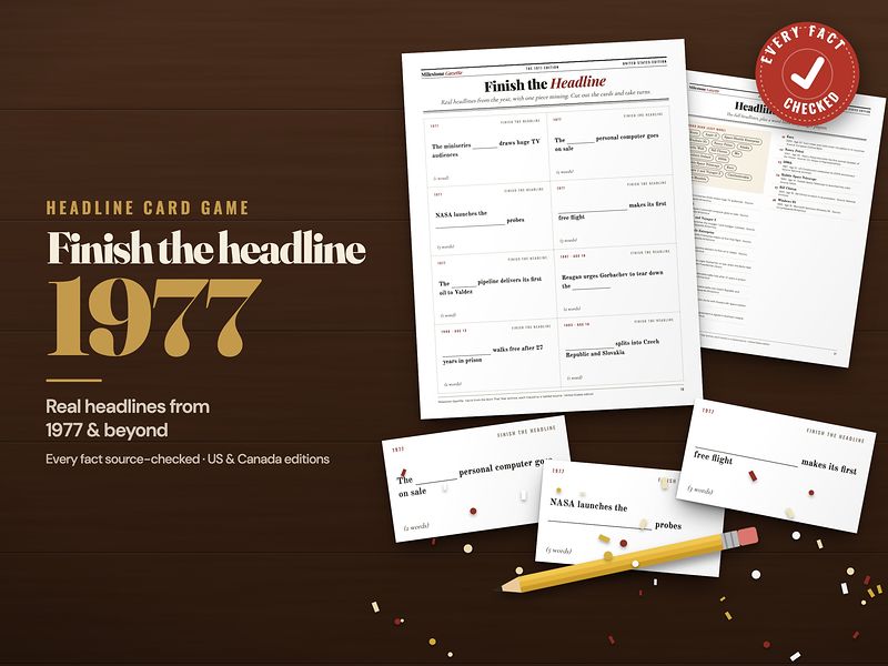 Finish the Headline 1977 card game
